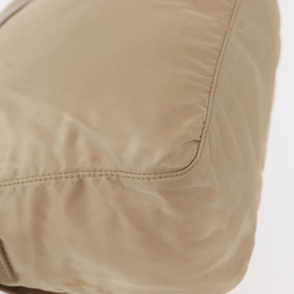 PRADA Shoulder Bag Nylon Beige Silver Auth 153352