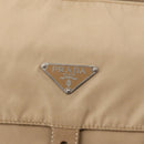 PRADA Shoulder Bag Nylon Beige Silver Auth 153352-20