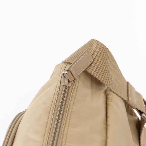 PRADA Shoulder Bag Nylon Beige Silver Auth 153352