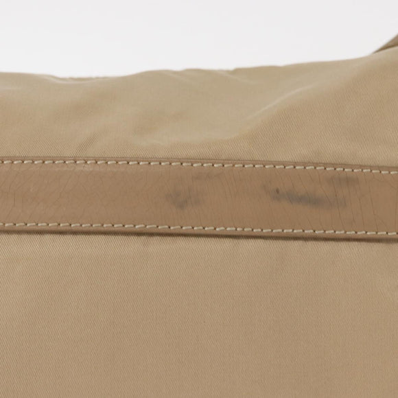 PRADA Shoulder Bag Nylon Beige Silver Auth 153352