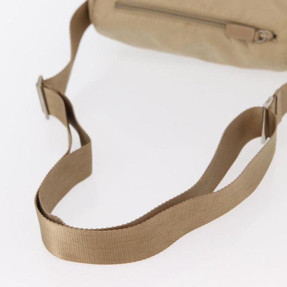PRADA Shoulder Bag Nylon Beige Silver Auth 153352