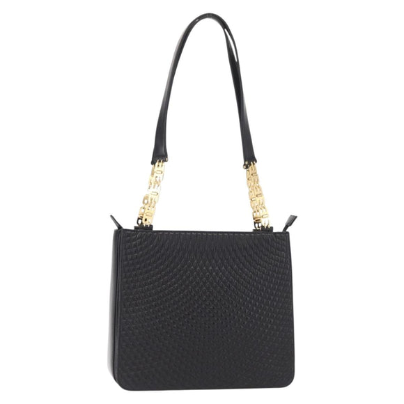 BALLY Quilted Shoulder Bag Leather Black Gold Auth 153353
