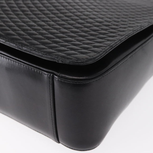 BALLY Quilted Shoulder Bag Leather Black Gold Auth 153353