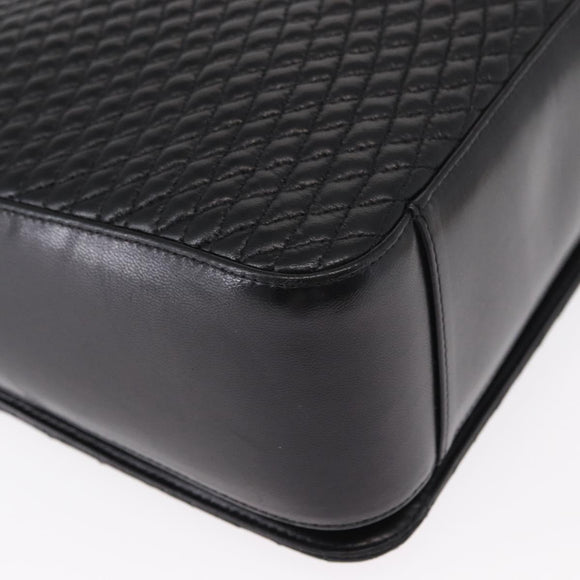 BALLY Quilted Shoulder Bag Leather Black Gold Auth 153353