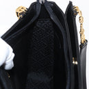 BALLY Quilted Shoulder Bag Leather Black Gold Auth 153353-19