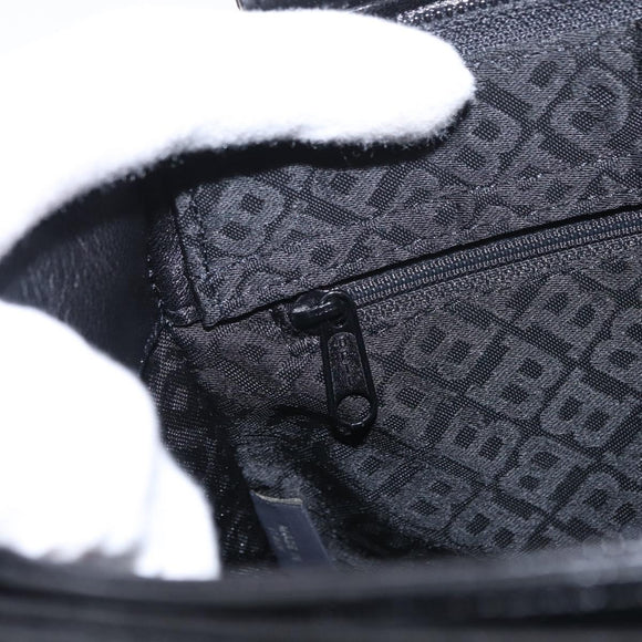 BALLY Quilted Shoulder Bag Leather Black Gold Auth 153353