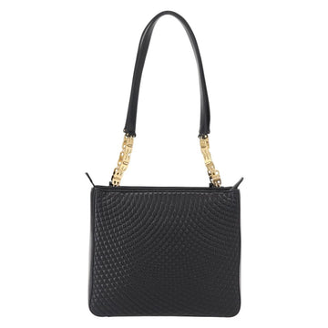 BALLY Quilted Shoulder Bag Leather Black Gold Auth 153353 - 0