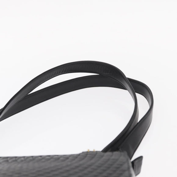 BALLY Quilted Shoulder Bag Leather Black Gold Auth 153353