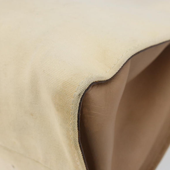 GUCCI Bamboo Hand Bag Canvas Ivory Gold 109138 Auth 153356