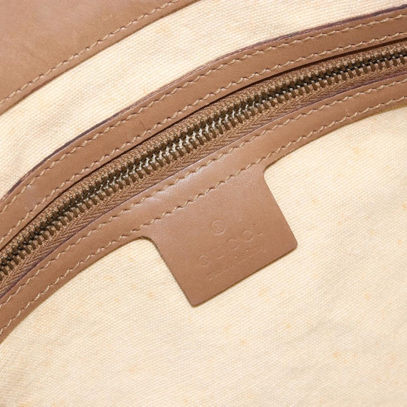 GUCCI Bamboo Hand Bag Canvas Ivory Gold 109138 Auth 153356