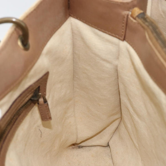 GUCCI Bamboo Hand Bag Canvas Ivory Gold 109138 Auth 153356