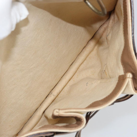 GUCCI Bamboo Hand Bag Canvas Ivory Gold 109138 Auth 153356