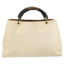 GUCCI Bamboo Hand Bag Canvas Ivory Gold 109138 Auth 153356-2