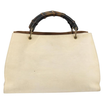 GUCCI Bamboo Hand Bag Canvas Ivory Gold 109138 Auth 153356 - 0