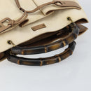 GUCCI Bamboo Hand Bag Canvas Ivory Gold 109138 Auth 153356-7