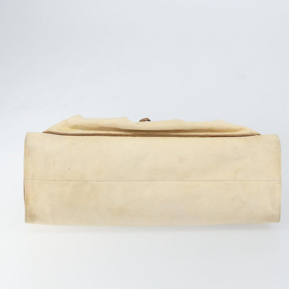 GUCCI Bamboo Hand Bag Canvas Ivory Gold 109138 Auth 153356