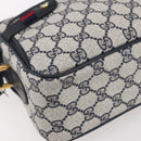 GUCCI GG Supreme Sherry Line Shoulder Bag PVC Navy Gold 904 02 049 Auth 153358-11