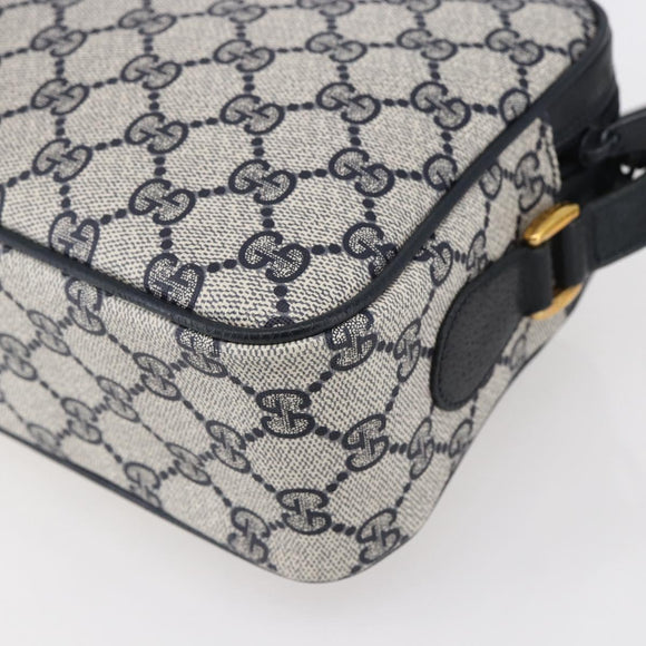 GUCCI GG Supreme Sherry Line Shoulder Bag PVC Navy Gold 904 02 049 Auth 153358