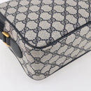 GUCCI GG Supreme Sherry Line Shoulder Bag PVC Navy Gold 904 02 049 Auth 153358-13