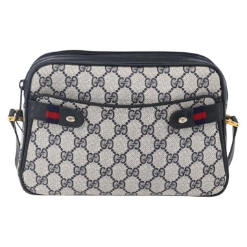 GUCCI GG Supreme Sherry Line Shoulder Bag PVC Navy Gold 904 02 049 Auth 153358 - 0