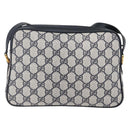 GUCCI GG Supreme Sherry Line Shoulder Bag PVC Navy Gold 904 02 049 Auth 153358-3