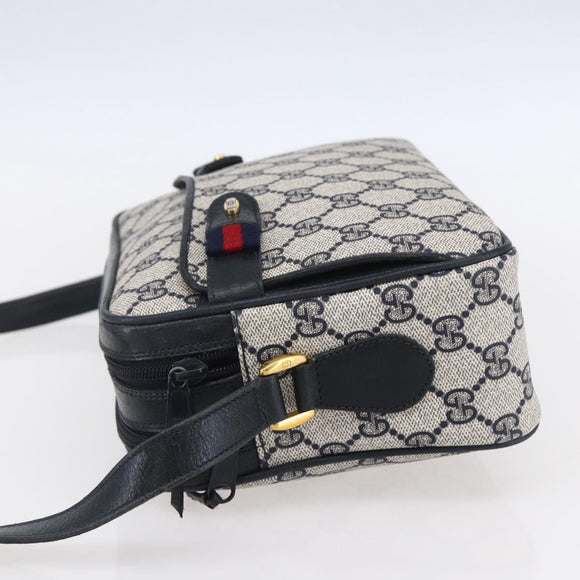 GUCCI GG Supreme Sherry Line Shoulder Bag PVC Navy Gold 904 02 049 Auth 153358