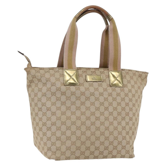 GUCCI GG Canvas Sherry Line Tote Bag Beige Pink 131231 Auth 153359