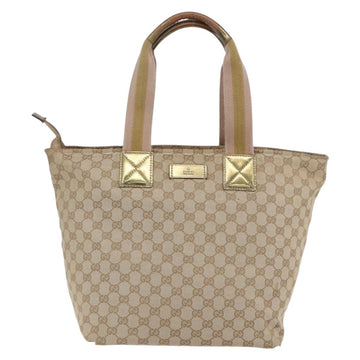 GUCCI GG Canvas Sherry Line Tote Bag Beige Pink 131231 Auth 153359 - 0