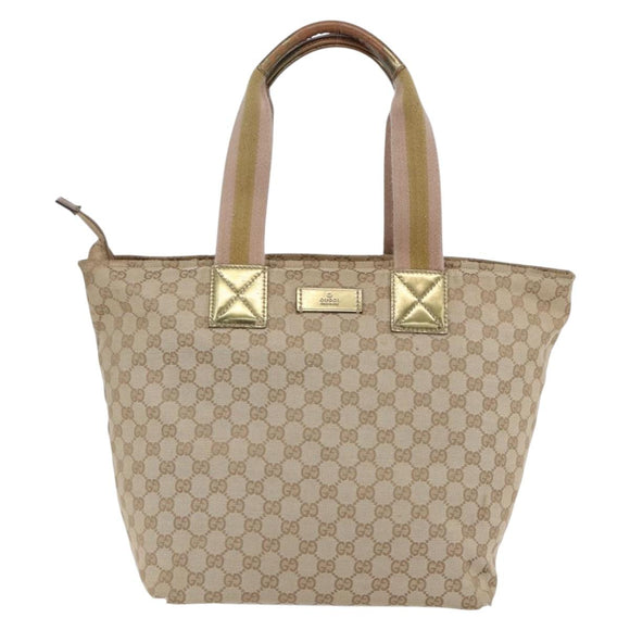 GUCCI GG Canvas Sherry Line Tote Bag Beige Pink 131231 Auth 153359