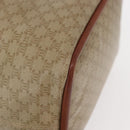 CELINE Macadam Canvas Circle Hand Bag PVC Beige Gold Auth 153361-9