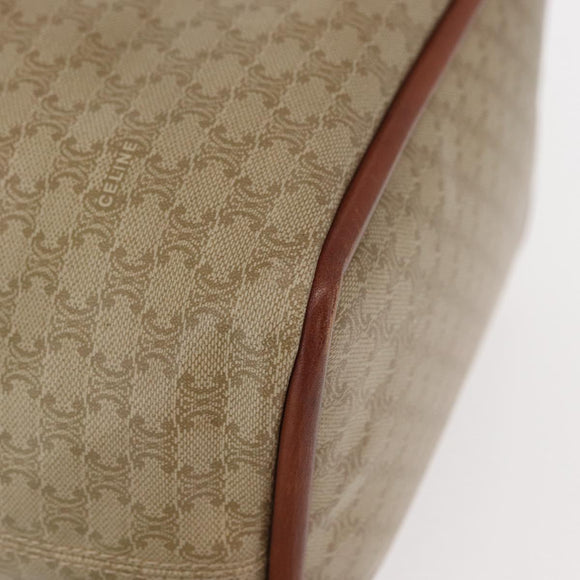 CELINE Macadam Canvas Circle Hand Bag PVC Beige Gold Auth 153361