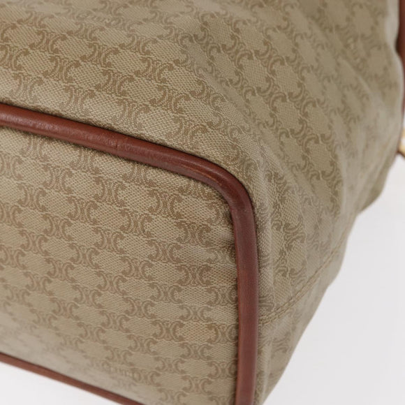 CELINE Macadam Canvas Circle Hand Bag PVC Beige Gold Auth 153361