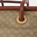 CELINE Macadam Canvas Circle Hand Bag PVC Beige Gold Auth 153361-17
