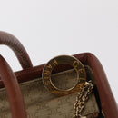 CELINE Macadam Canvas Circle Hand Bag PVC Beige Gold Auth 153361-10