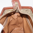 CELINE Macadam Canvas Circle Hand Bag PVC Beige Gold Auth 153361-19