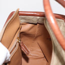 CELINE Macadam Canvas Circle Hand Bag PVC Beige Gold Auth 153361-20