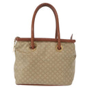 CELINE Macadam Canvas Circle Hand Bag PVC Beige Gold Auth 153361-13