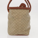 CELINE Macadam Canvas Circle Hand Bag PVC Beige Gold Auth 153361-3