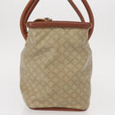 CELINE Macadam Canvas Circle Hand Bag PVC Beige Gold Auth 153361-4