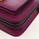 Salvatore Ferragamo Chain Gancini Shoulder Bag Leather Purple Gold Auth 153364V-16