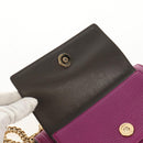 Salvatore Ferragamo Chain Gancini Shoulder Bag Leather Purple Gold Auth 153364V-20