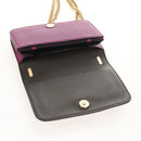 Salvatore Ferragamo Chain Gancini Shoulder Bag Leather Purple Gold Auth 153364V-9