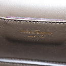 Salvatore Ferragamo Chain Gancini Shoulder Bag Leather Purple Gold Auth 153364V-22
