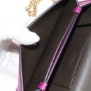 Salvatore Ferragamo Chain Gancini Shoulder Bag Leather Purple Gold Auth 153364V-25