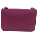 Salvatore Ferragamo Chain Gancini Shoulder Bag Leather Purple Gold Auth 153364V-2