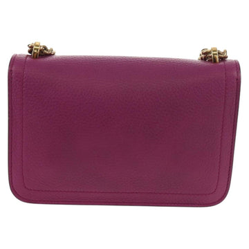 Salvatore Ferragamo Chain Gancini Shoulder Bag Leather Purple Gold Auth 153364V - 0