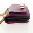 Salvatore Ferragamo Chain Gancini Shoulder Bag Leather Purple Gold Auth 153364V-3