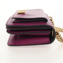 Salvatore Ferragamo Chain Gancini Shoulder Bag Leather Purple Gold Auth 153364V-4