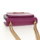 Salvatore Ferragamo Chain Gancini Shoulder Bag Leather Purple Gold Auth 153364V-6