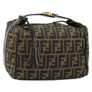 FENDI Zucca Canvas Vanity Hand Bag Black Brown Auth 153365-1